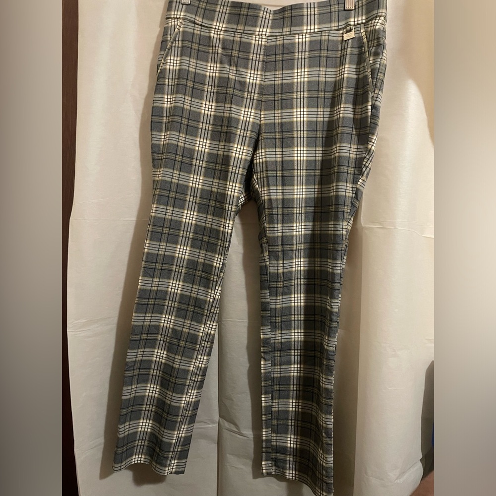 RAFAELLA Women’s Plaid Pants - Gray and Yellow Size 14